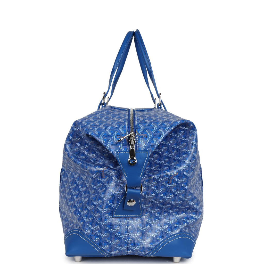 Goyard Bowling 45 Bag Sky Blue Goyardine Canvas and Cervon Calfskin Palladium Hardware - Image 4