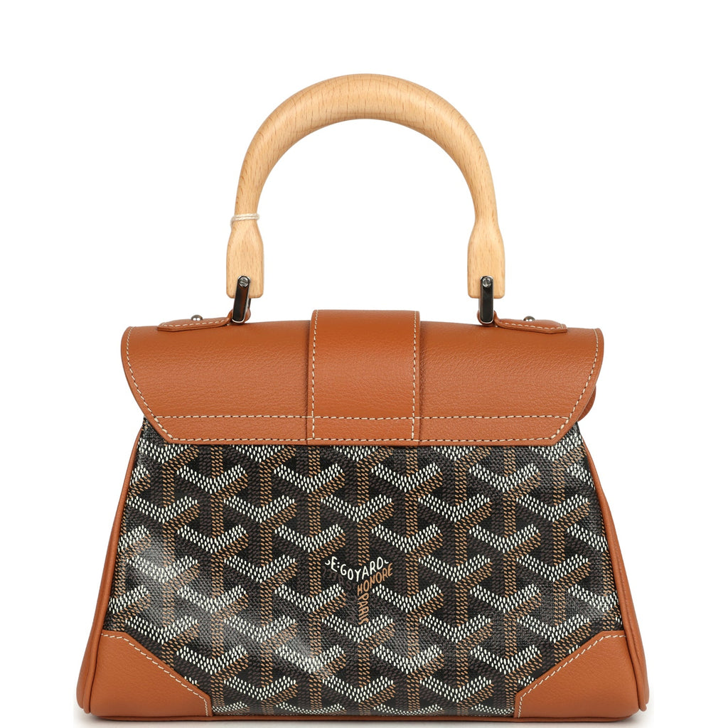 Goyard Saigon Souple Mini Bag Black and Brown Goyardine Canvas Palladium Hardware - Image 5