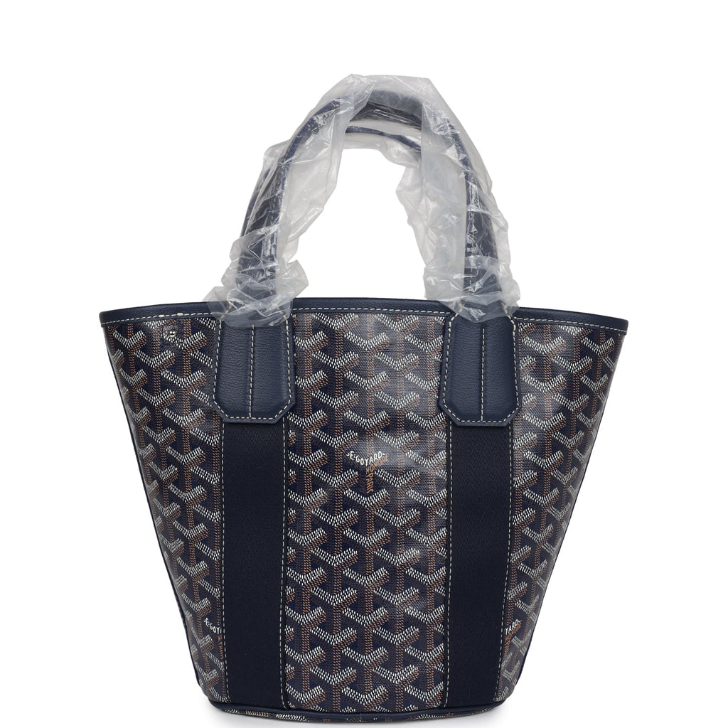 Goyard Goyardine Belharra PM Navy Blue Tote Palladium Hardware - Image 5