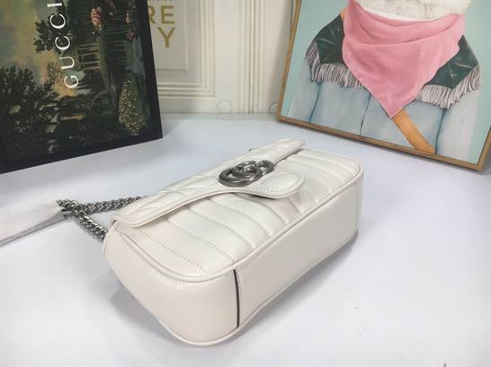 GG Marmont small shoulder bag White matelassé leather - Image 7
