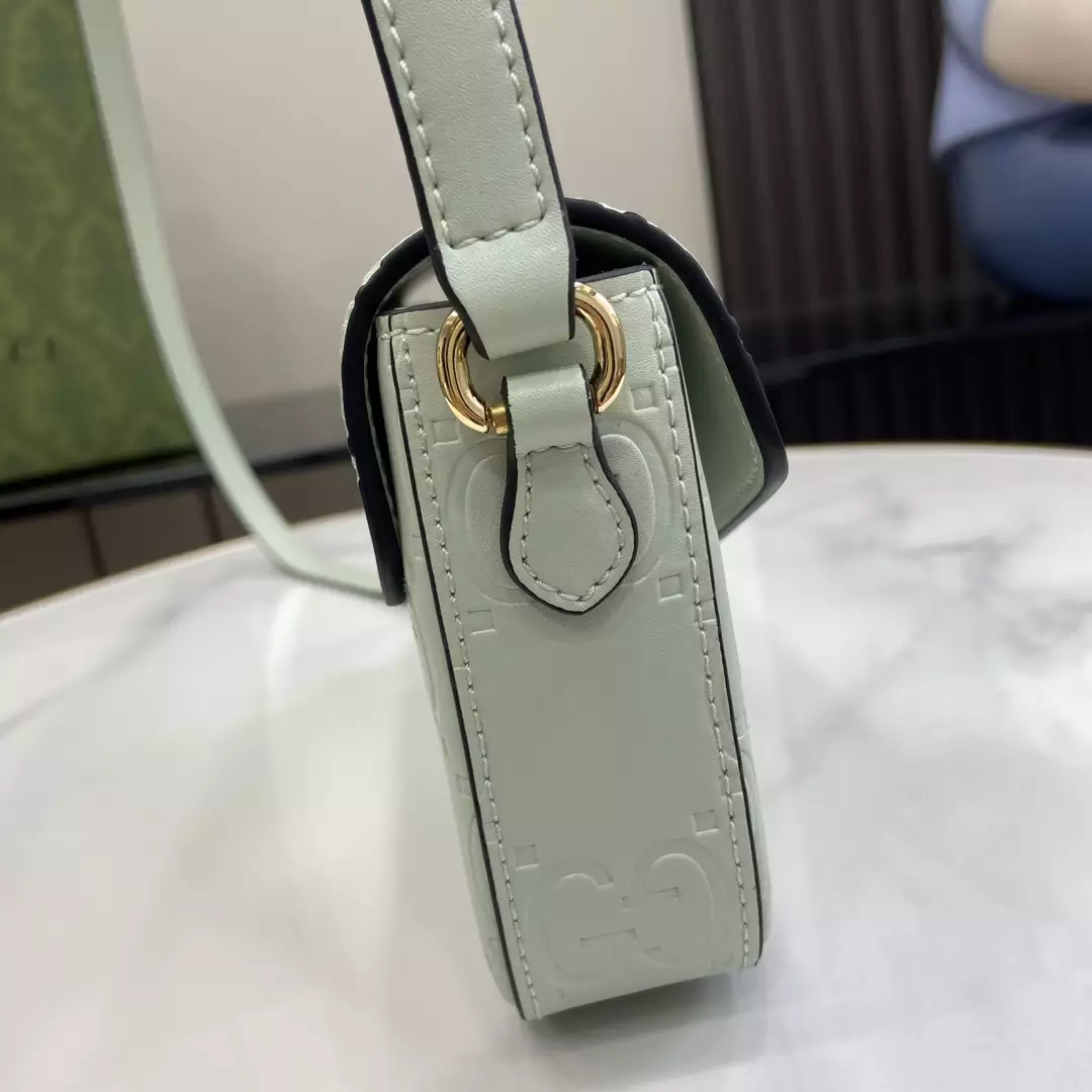 GG Super Mini Shoulder Bag in Pale Green Leather - Repbags.ru - Image 5