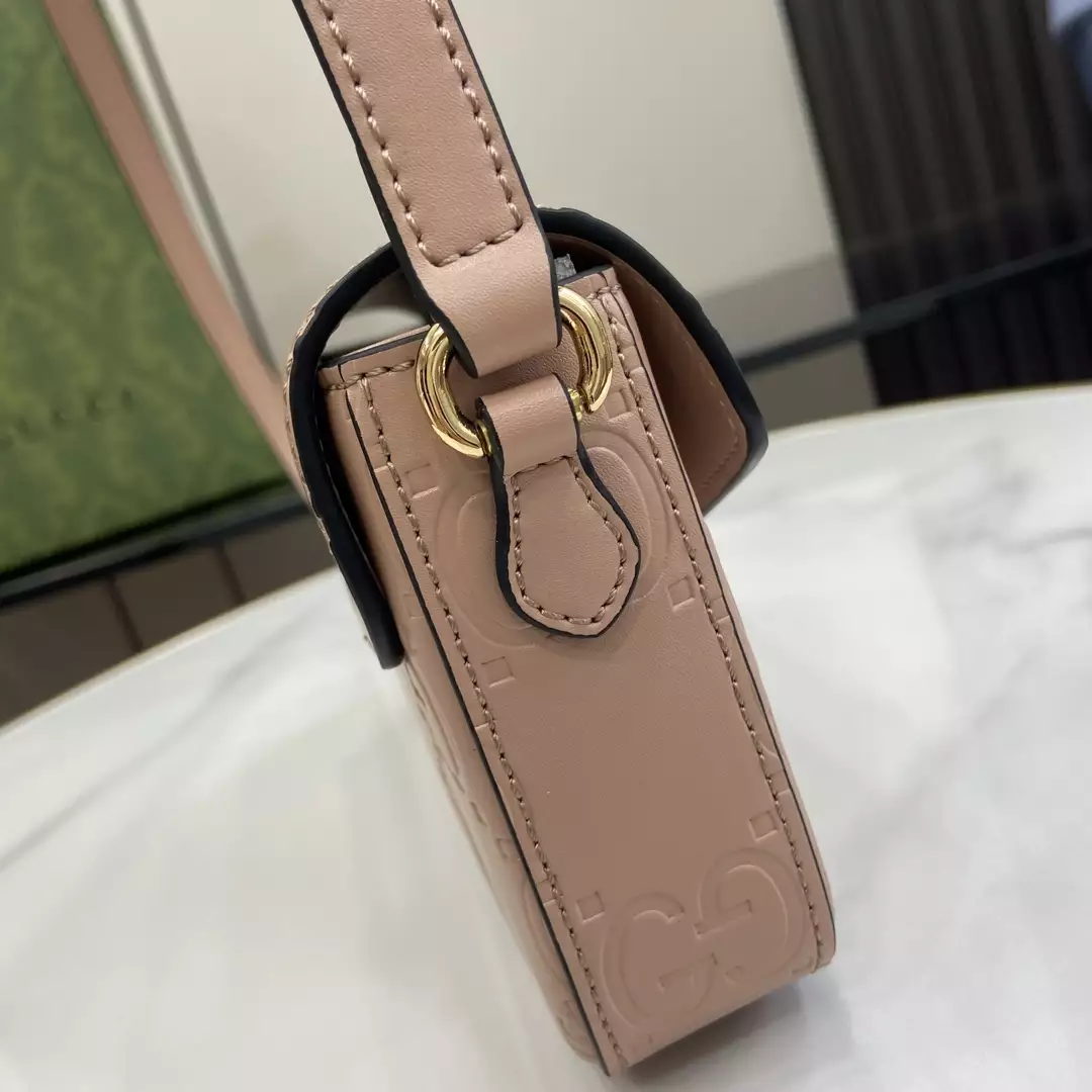 GG Super Mini Shoulder Bag in Rose Beige Leather - Repbags.ru - Image 5