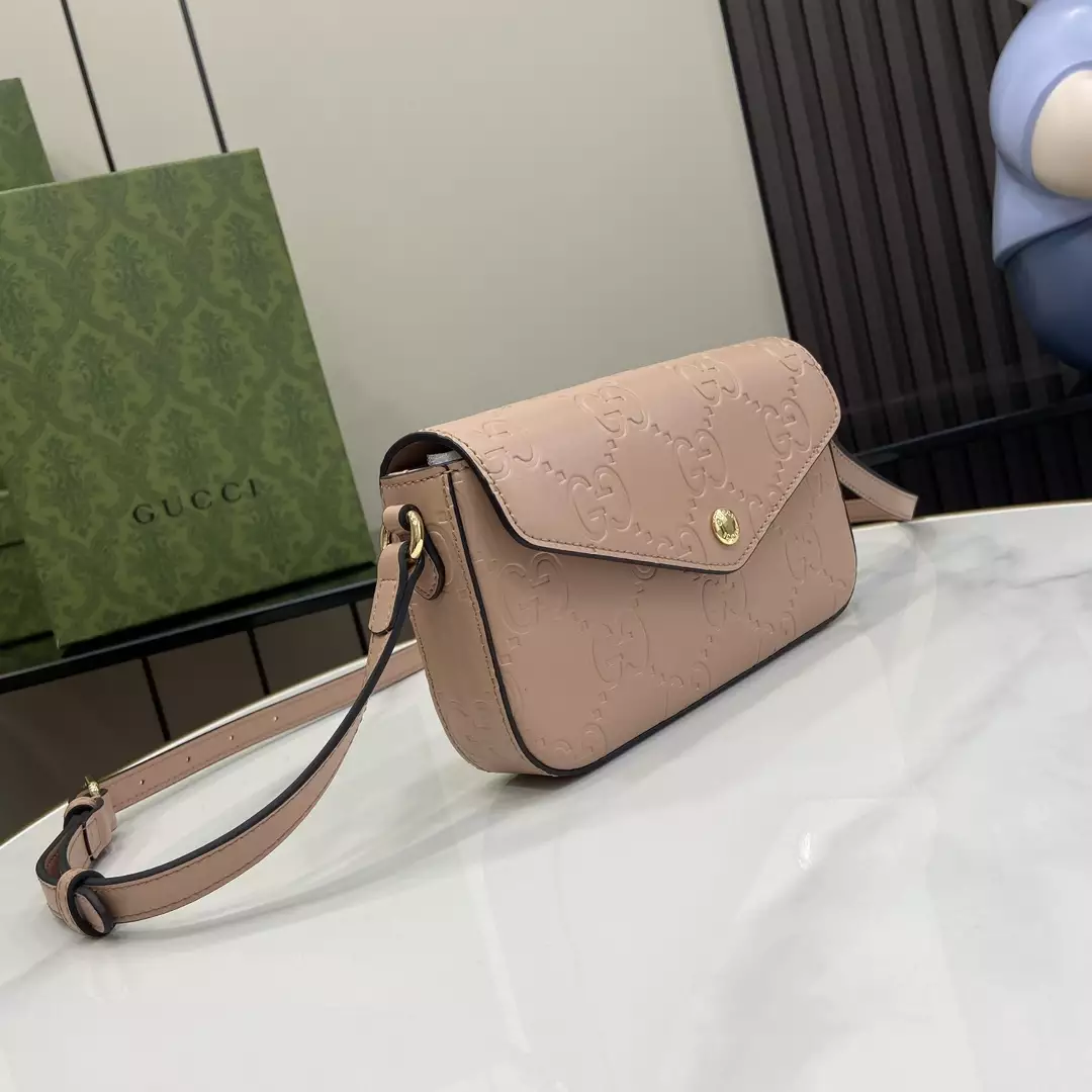 GG Super Mini Shoulder Bag in Rose Beige Leather - Repbags.ru - Image 6