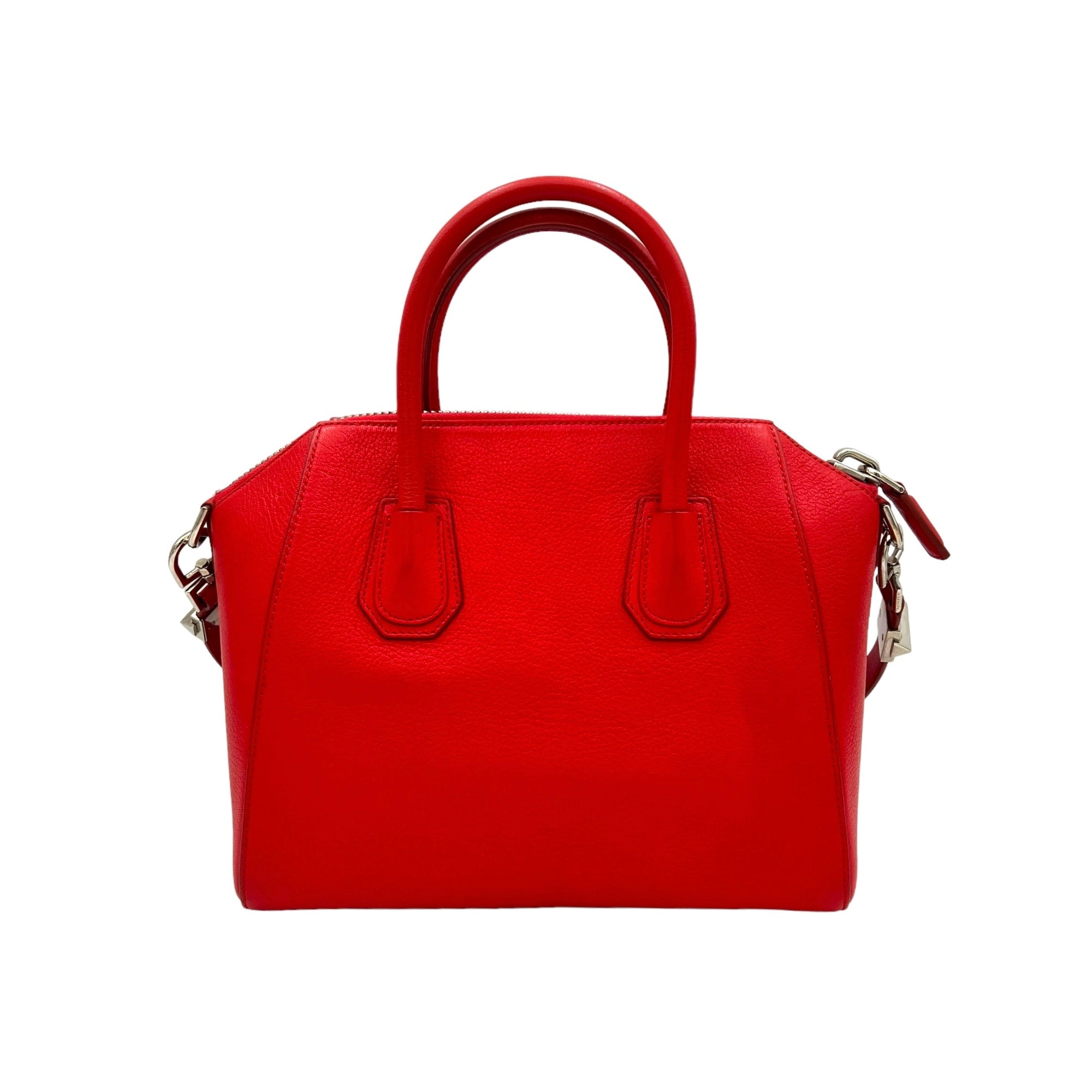 Antigona Small Red Top Handle Bag in Goat Leather, Silver hardware - Image 3
