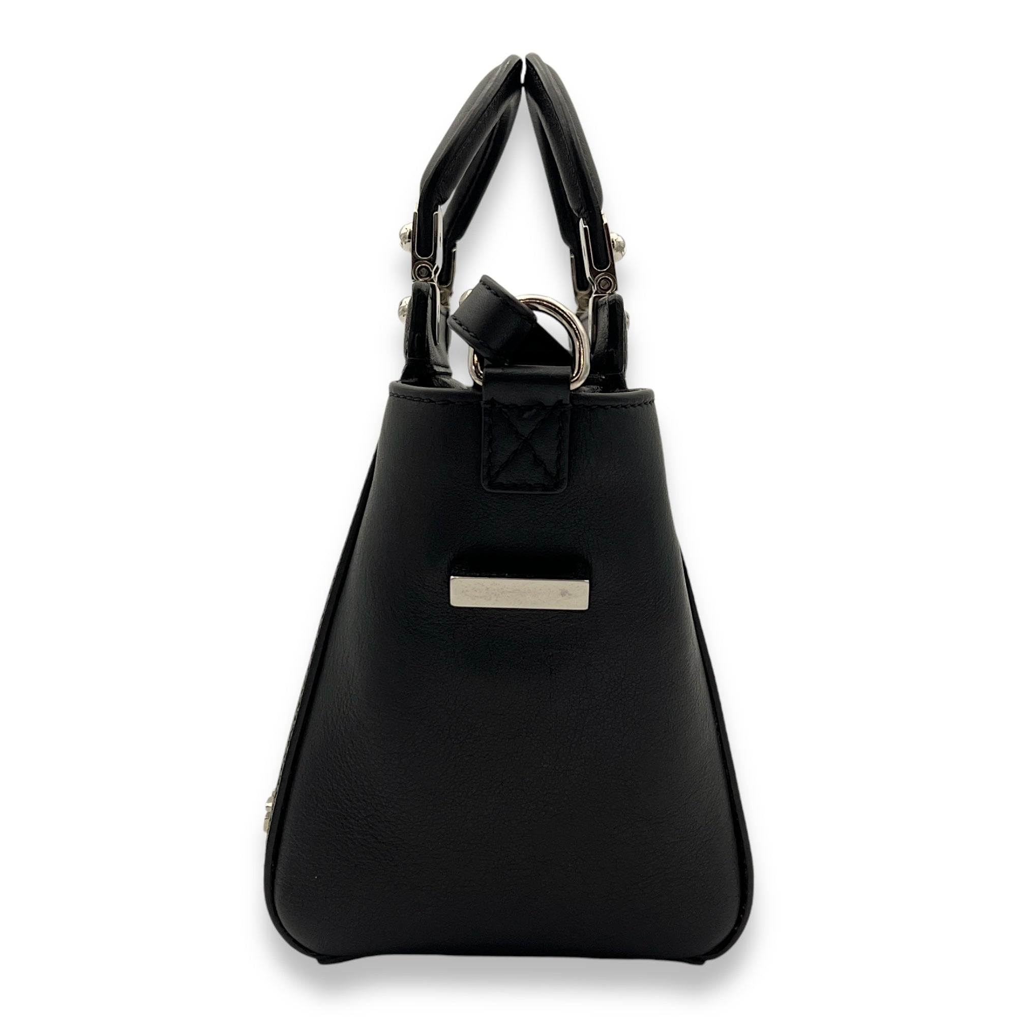 HDG Mini Black Top Handle Bag in Lizard Embossed Calfskin, Silver hardware - Image 4