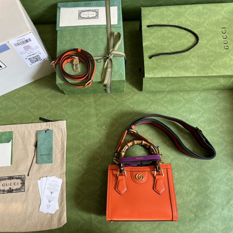 Gucci Diana mini tote bag Orange leather - Image 4