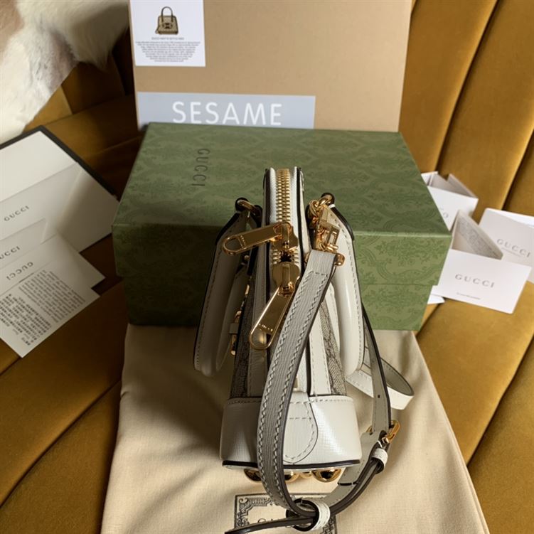 Gucci Horsebit 1955 mini top handle bag Beige/ebony GG Supreme canvas - GB104 - Image 9