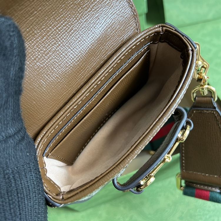 Gucci Horsebit 1955 strap wallet Beige and ebony canvas - Image 10