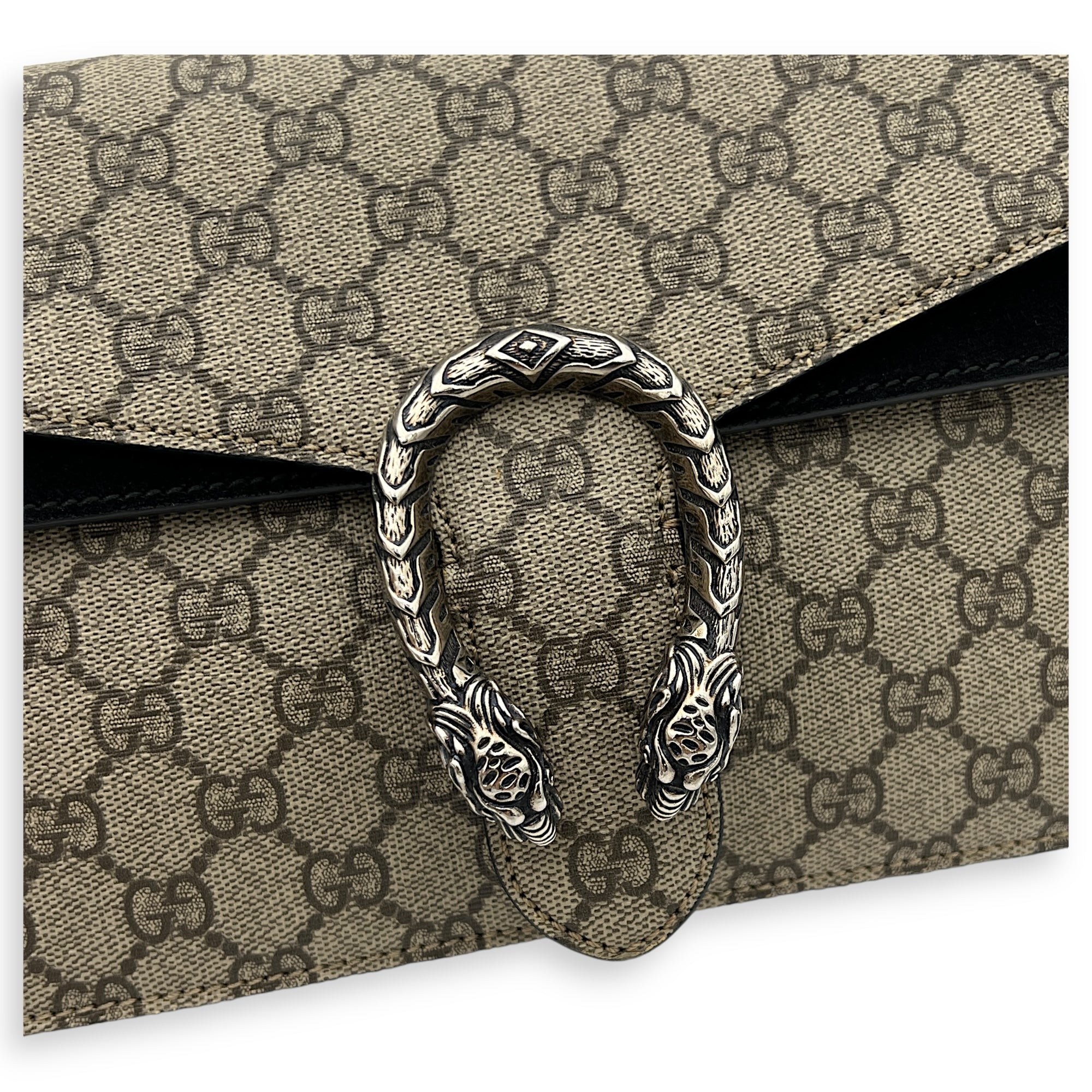 Dionysus Small Black Shoulder Bag in Coated Canvas, Silver hardware - Image 10