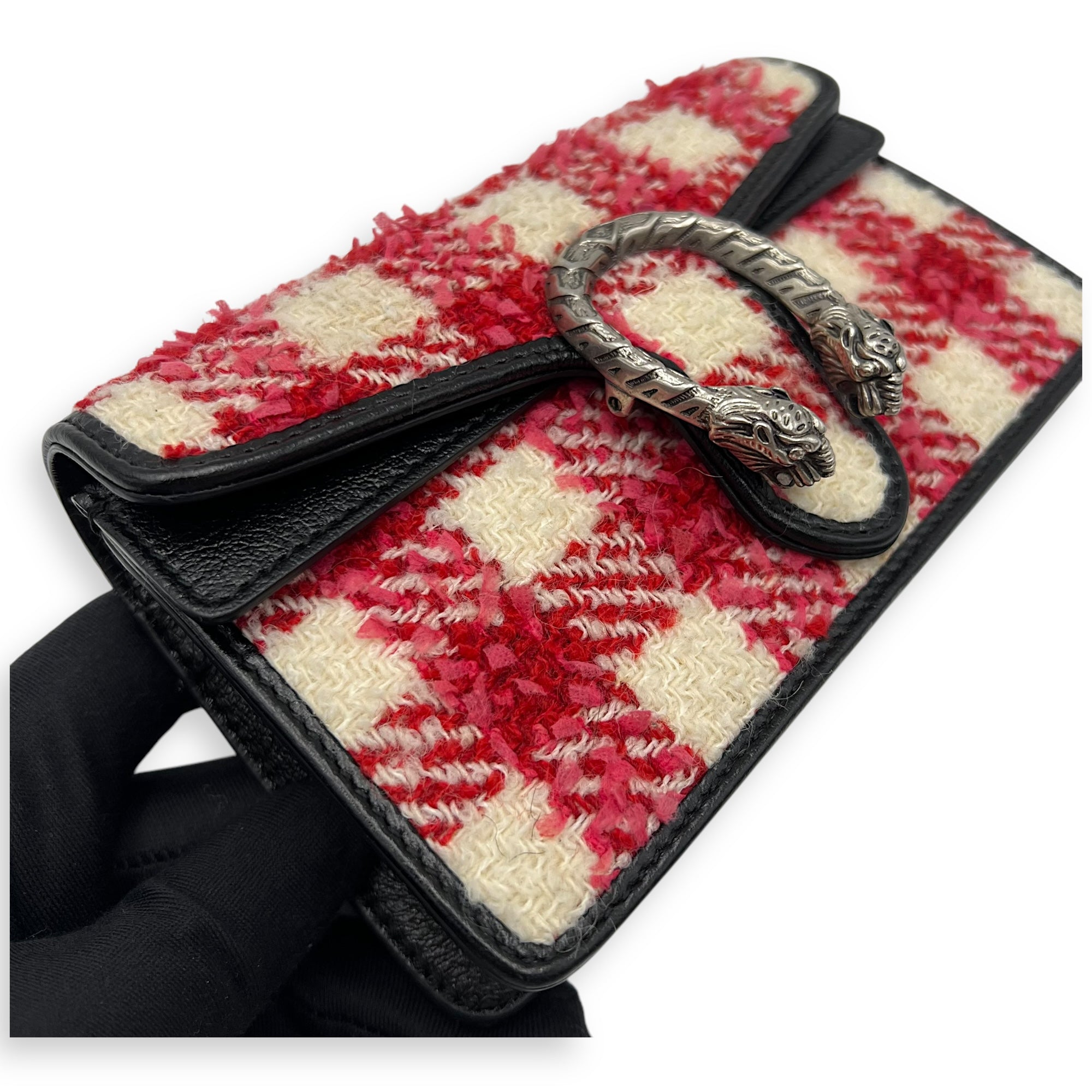 Dionysus Super Mini Red Crossbody Bag in Tweed, Ruthenium hardware - Image 14