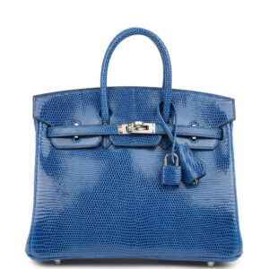 Hermes Birkin 25 Bleu Saphir Niloticus Lizard Palladium Hardware
