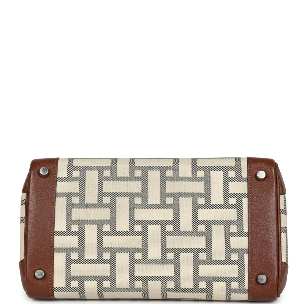 Pre-owned Hermes Birkin 30 Marron D'Inde Buffalo and Mosaique Canvas Palladium Hardware - Image 7