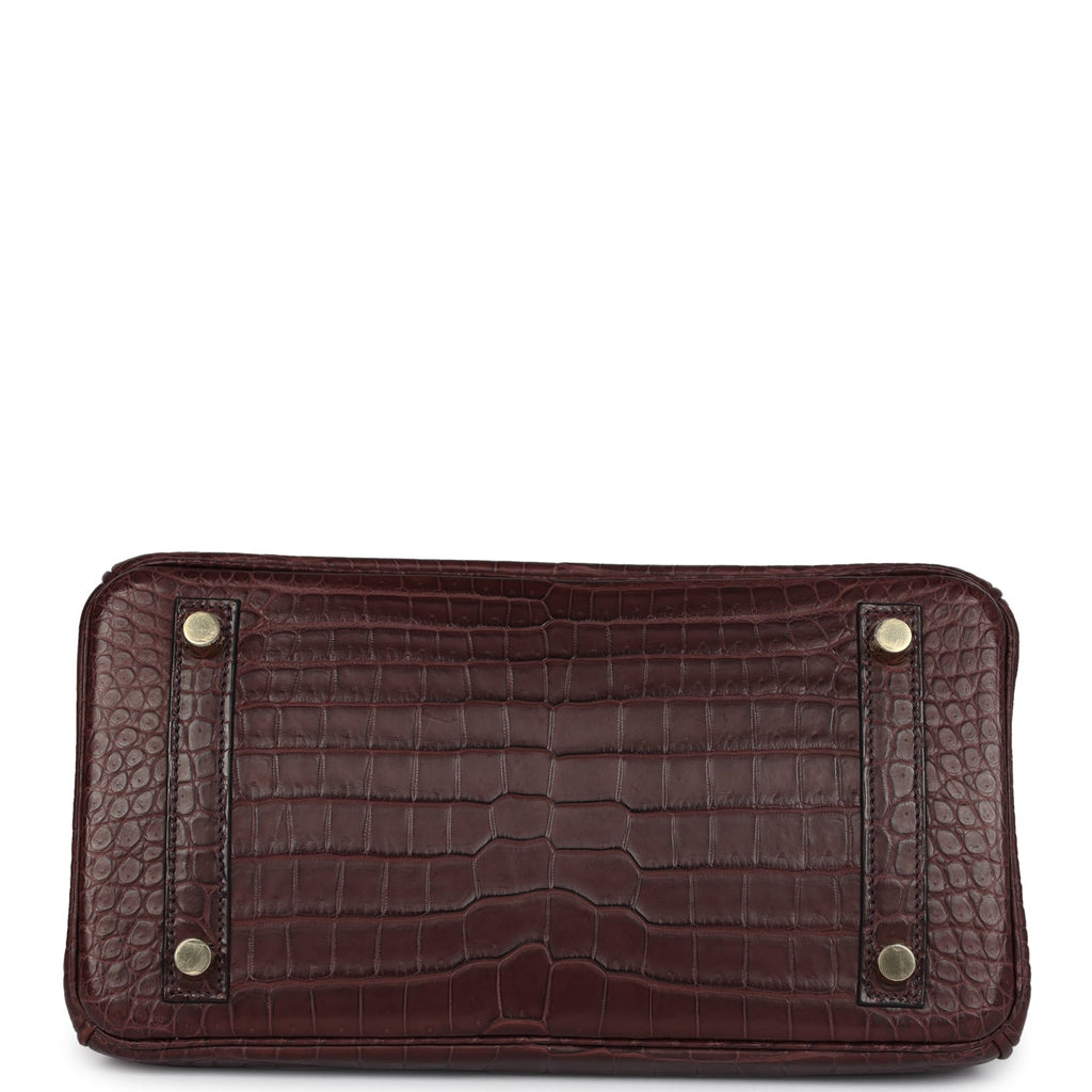 Pre-owned Hermes Birkin 25 Rouge Sellier Matte Porosus Crocodile Gold Hardware - Image 7