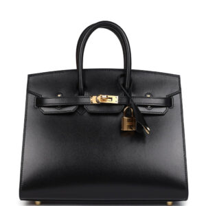 Hermes Birkin Sellier 25 Black Box Gold Hardware