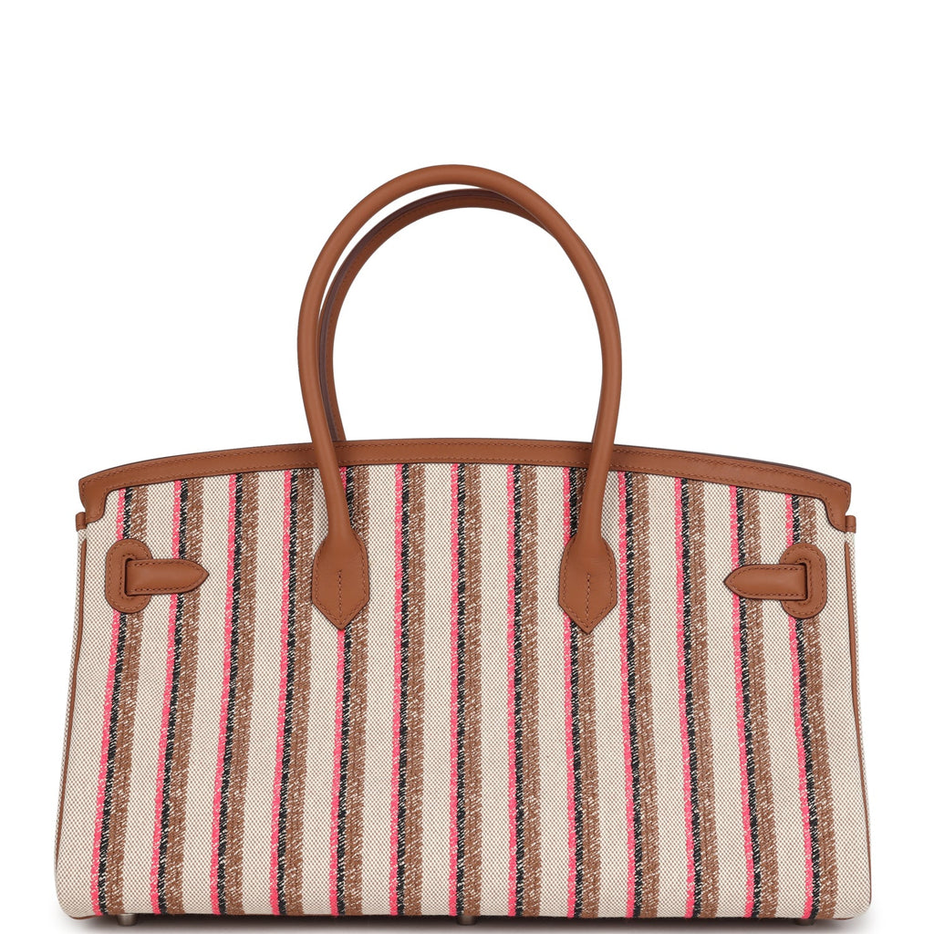 Hermes Shoulder Birkin Light 39 Multicolor Toile and Gold Swift Palladium Hardware - Image 5