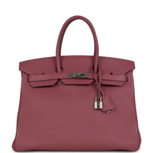 Pre-owned Hermes Birkin 35 Bois De Rose Fjord Palladium Hardware
