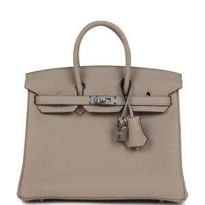 Hermes Birkin 25 Gris Tourterelle Togo Palladium Hardware