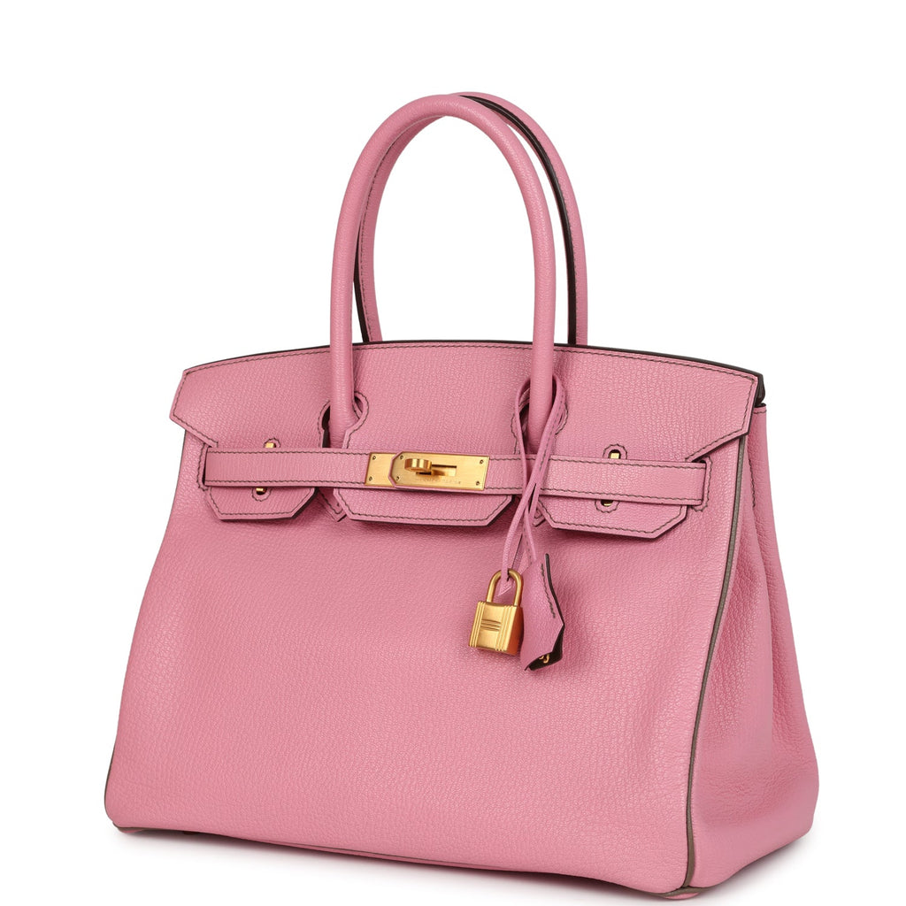 Pre-owned Hermes Special Order (HSS) Birkin 30 Bubblegum Verso Chèvre Brushed Gold Hardware - Image 6