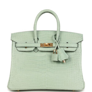 Hermes Birkin 25 Vert D'Eau Matte Porosus Crocodile Gold Hardware