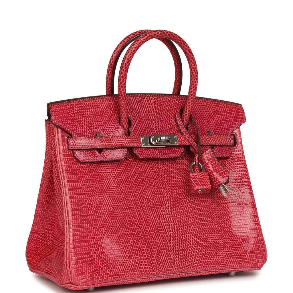 Vintage Hermes Birkin 25 Fuchsia Varanus Niloticus Lizard Palladium Hardware - Image 3