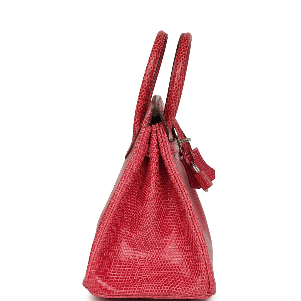 Vintage Hermes Birkin 25 Fuchsia Varanus Niloticus Lizard Palladium Hardware - Image 4