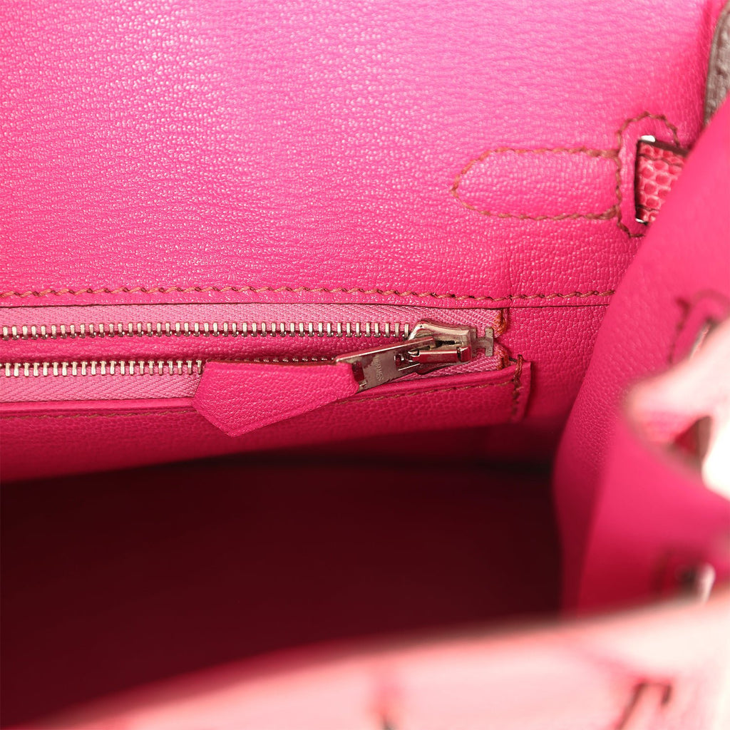 Vintage Hermes Birkin 25 Fuchsia Varanus Niloticus Lizard Palladium Hardware - Image 10