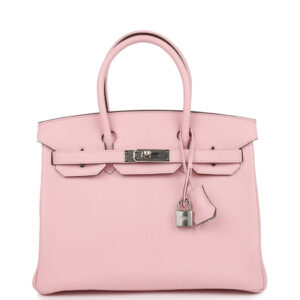 Pre-owned Hermes Special Order (HSS) Birkin 30 Rose Sakura Verso Chèvre Palladium Hardware