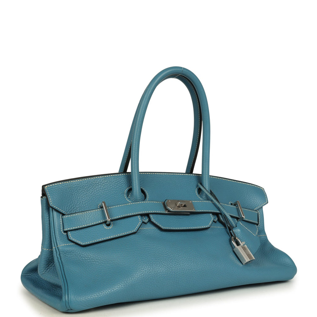 Vintage Hermes Shoulder Birkin 42 JPG Blue Jean Clemence Palladium Hardware - Image 3