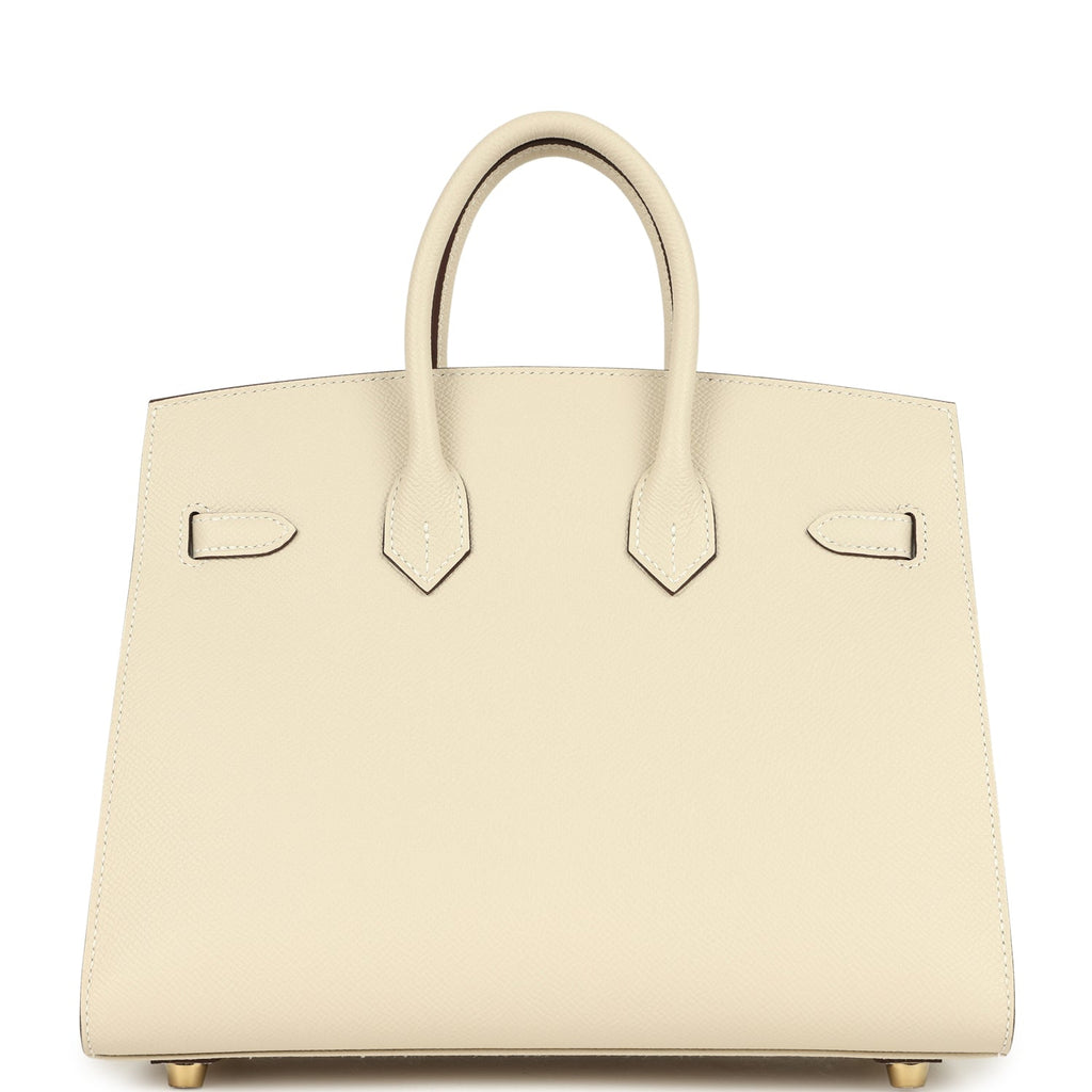 Hermes Special Order (HSS) Birkin Sellier 25 Craie Verso Epsom Brushed Gold Hardware - Image 5