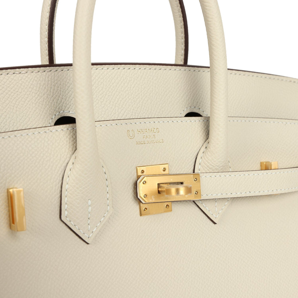 Hermes Special Order (HSS) Birkin Sellier 25 Craie Verso Epsom Brushed Gold Hardware - Image 8