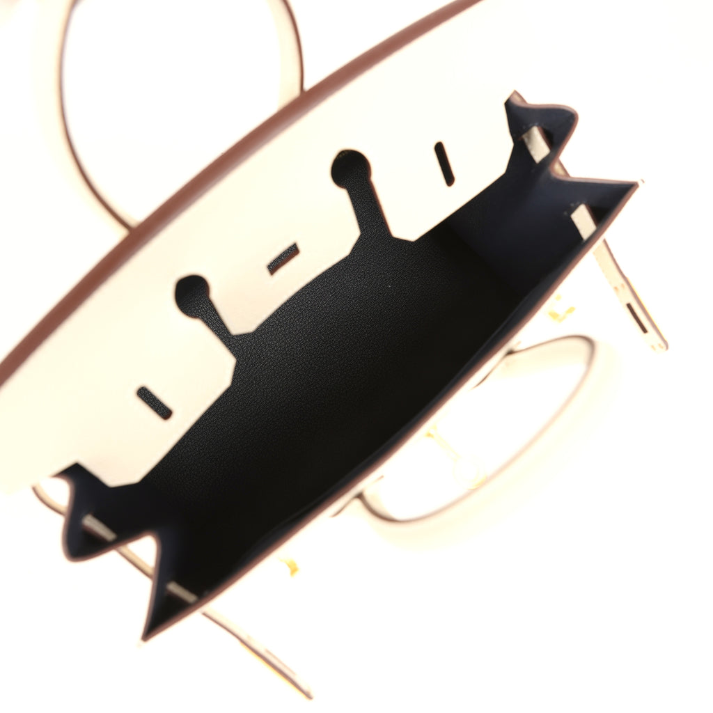 Hermes Special Order (HSS) Birkin Sellier 25 Craie Verso Epsom Brushed Gold Hardware - Image 10