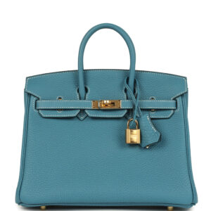 Hermes Birkin 25 Blue Jean Togo Gold Hardware
