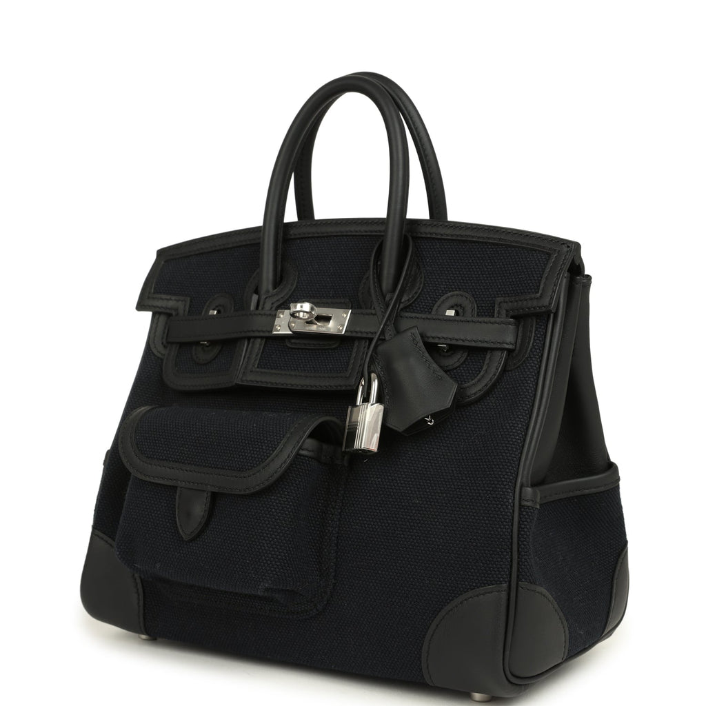 Hermes Birkin 25 Cargo Black Toile Goeland and Black Swift Palladium Hardware - Image 6