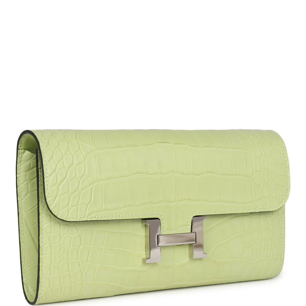Hermes Constance Wallet To Go Jaune Bourgeon Matte Alligator Palladium Hardware - Image 3
