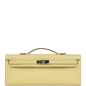 Hermes Kelly Cut Jaune Poussin Epsom Palladium Hardware