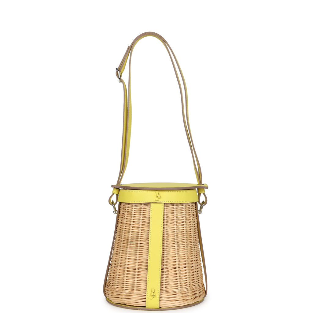Hermes Farming Picnic Bag Lime Swift and Naturel Osier Wicker Palladium Hardware - Image 8