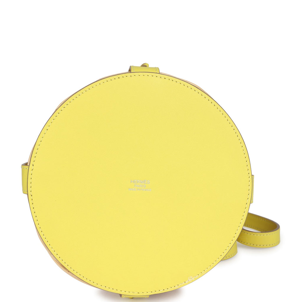 Hermes Farming Picnic Bag Lime Swift and Naturel Osier Wicker Palladium Hardware - Image 7