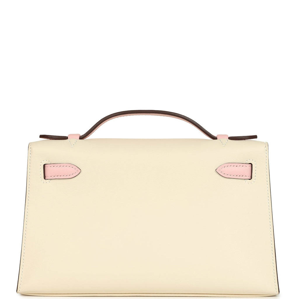 Hermes Special Order (HSS) Kelly Pochette Nata and Rose Sakura Swift Gold Hardware - Image 5