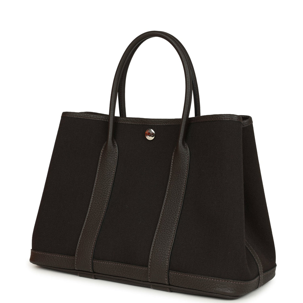 Hermes Garden Party 30 Ebene Toile Officier Canvas and Negonda Palladium Hardware - Image 6