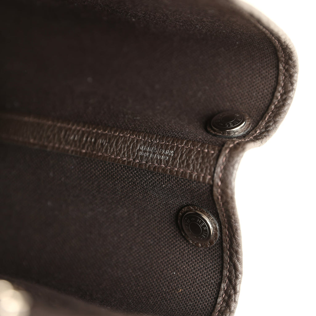 Hermes Garden Party 30 Ebene Toile Officier Canvas and Negonda Palladium Hardware - Image 9