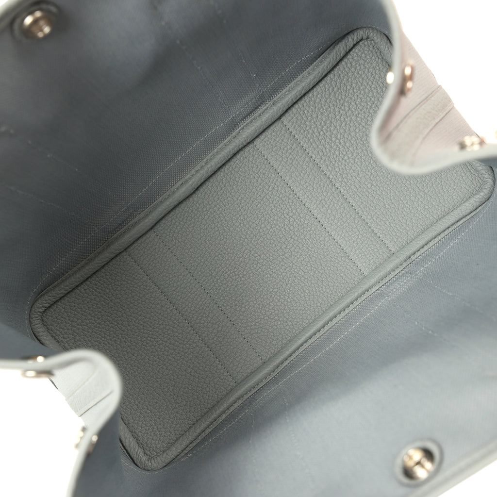 Hermes Garden Party 30 Gris Pantin Officier Canvas and Negonda Palladium Hardware - Image 8