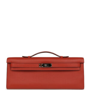 Pre-owned Hermes Kelly Cut Brique Swift Palladium Hardware