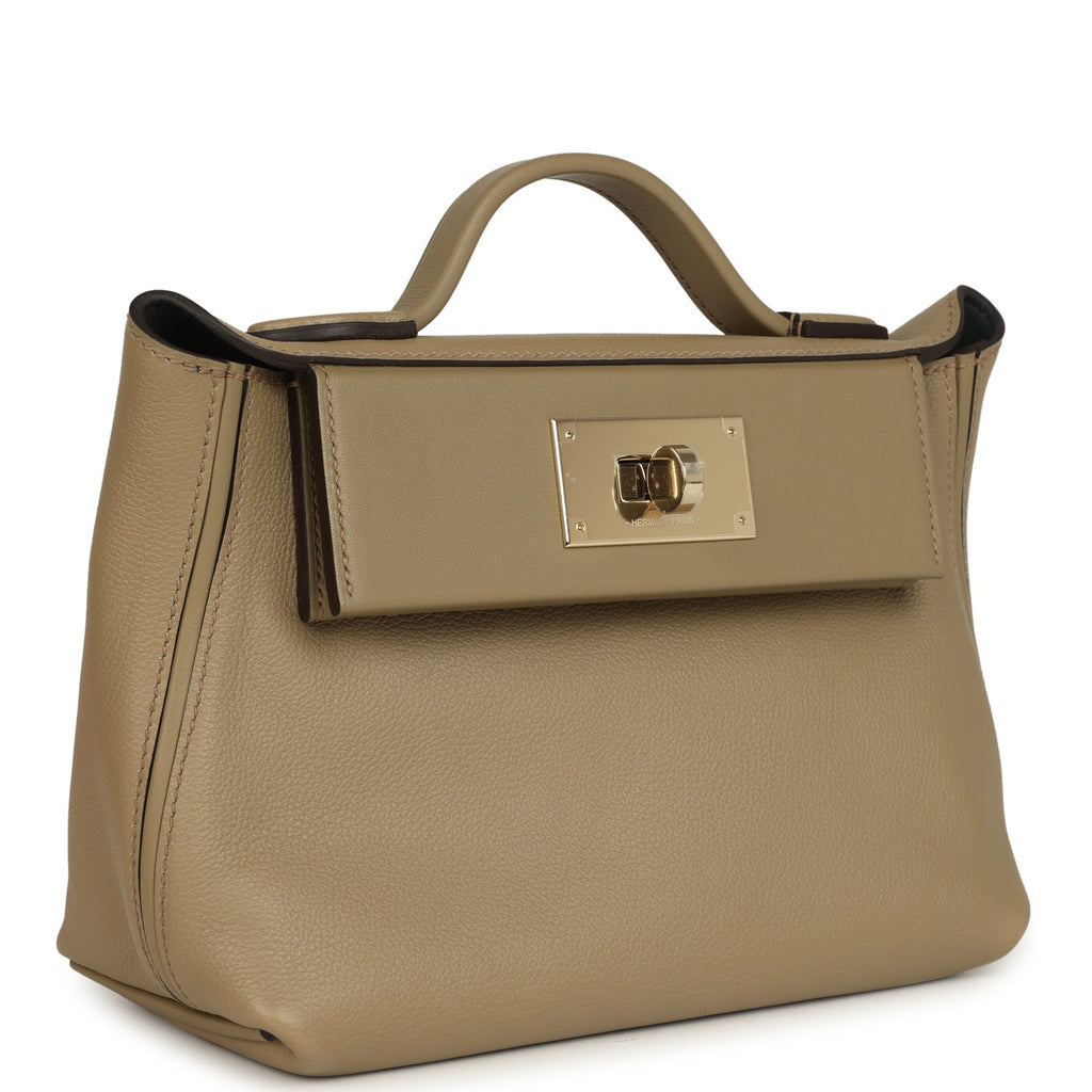 Hermes Mini 24/24 Beige Marfa Verso Evercolor and Swift Permabrass Hardware - Image 3