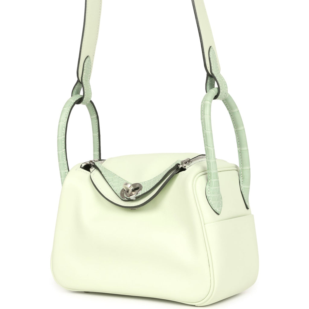 Hermes Mini Lindy Vert Fizz Swift and Matte Alligator Touch Palladium Hardware - Image 6