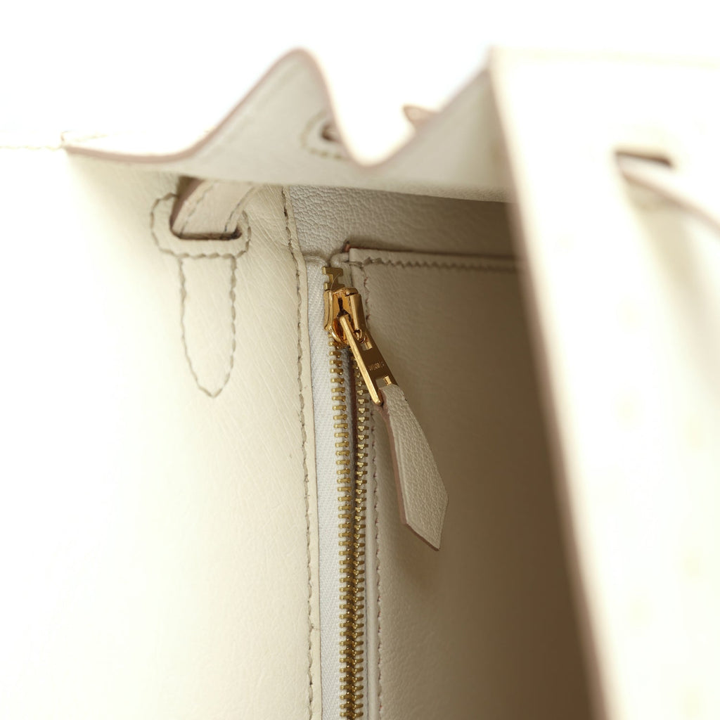 Hermes Special Order (HSS) Kelly Sellier 25 Nata Verso Ostrich Permabrass Hardware - Image 10