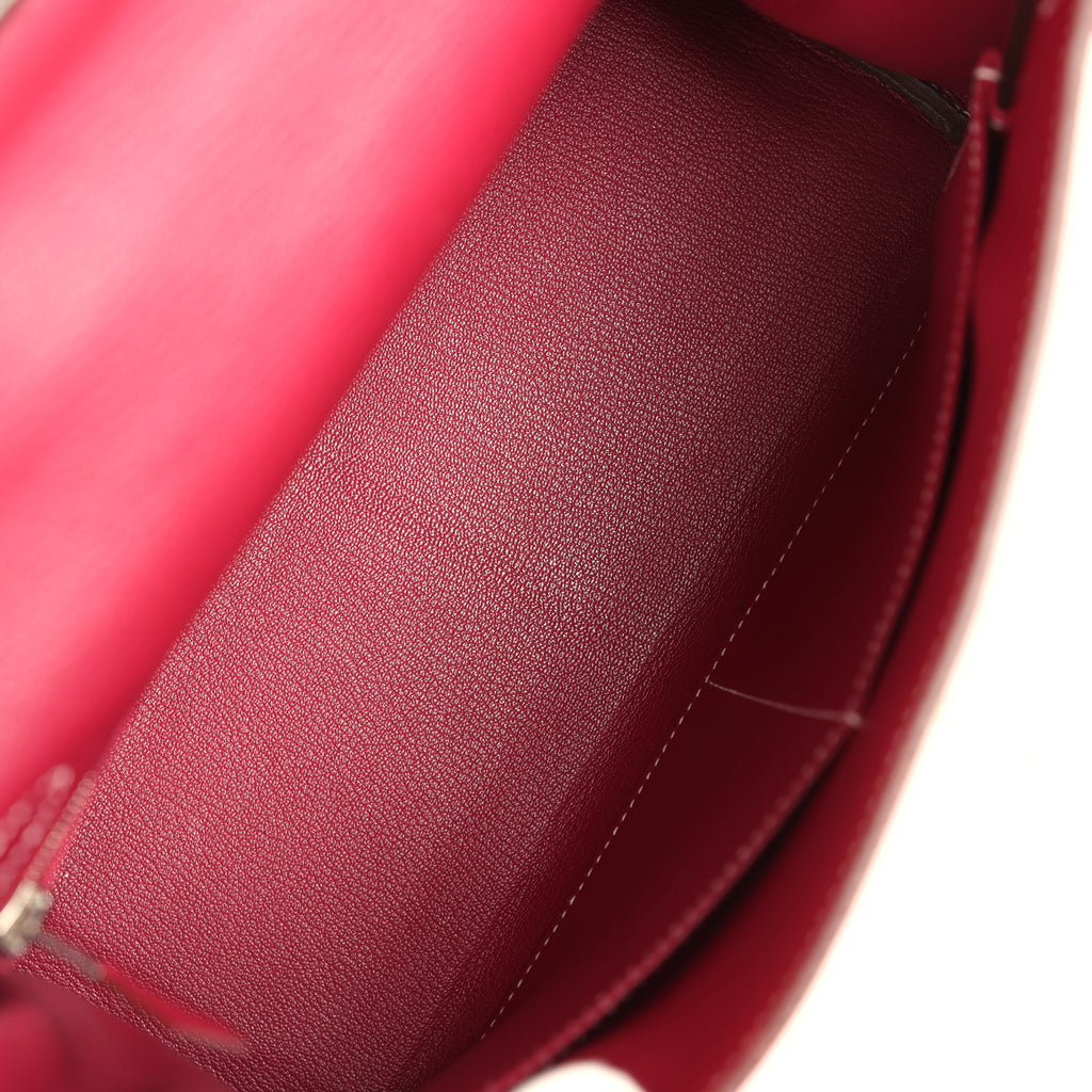 Pre-owned Hermes Kelly Retourne 28 Rose Tyrien Candy Epsom Palladium Hardware - Image 8