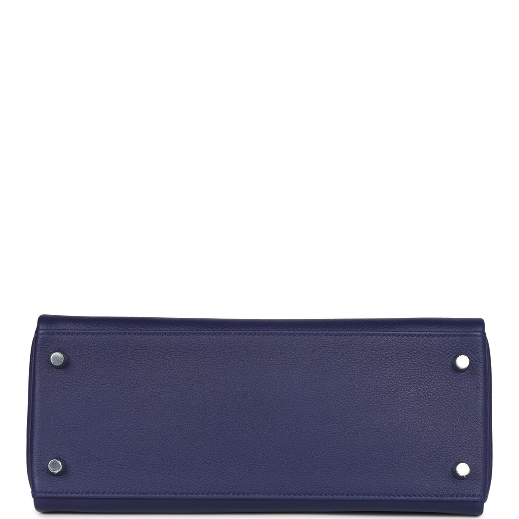 Pre-owned Hermes Kelly Retourne 28 Bleu Encre Verso Evercolor Palladium Hardware - Image 7