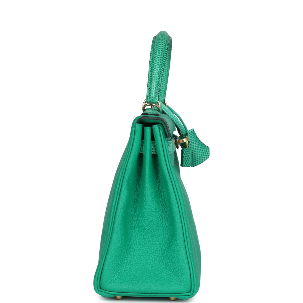 Hermes Kelly Retourne 25 Menthe Togo and Varanus Niloticus Lizard Touch Permabrass Hardware - Image 4