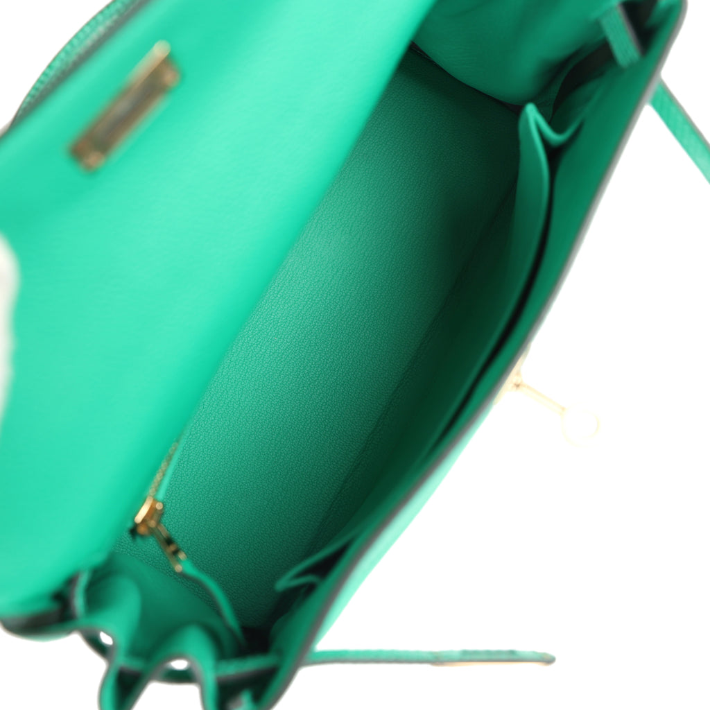 Hermes Kelly Retourne 25 Menthe Togo and Varanus Niloticus Lizard Touch Permabrass Hardware - Image 9