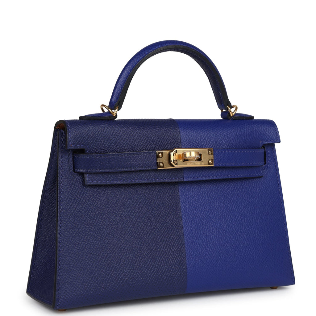Hermes Casaque Kelly Sellier 20 Bleu Electric and Bleu Encre Epsom Gold Hardware - Image 3